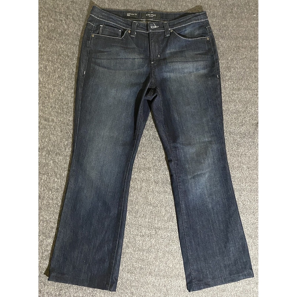 Nine West Date Night Jeans Blue Rhinestone Cropped Skinny Stretch Womens 31/12